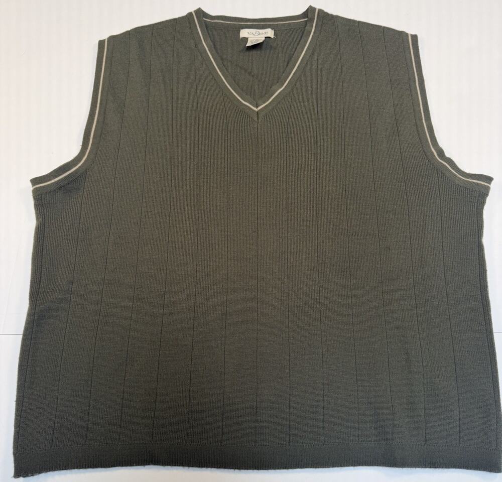 Mens Size Large Vintage / Y2K Olive Green Va Bene Pull Over Sweater Vest